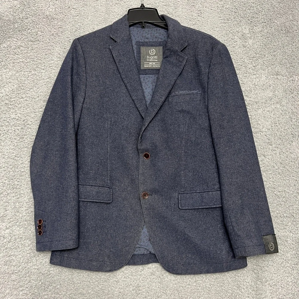 Bugatti Blazer Mens 50R Blue Excellent‎ Two Button Textured European Sport Coat